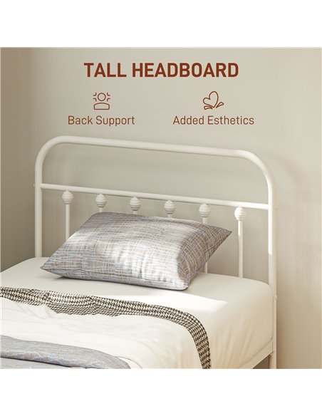 HOMCOM Single Minimalistic Metal Bed Frame - White 831-791V00WT - pic 108686 | FastDaddyshop