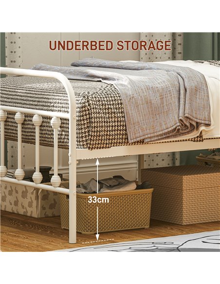 HOMCOM Single Minimalistic Metal Bed Frame - White 831-791V00WT - pic 108687 | FastDaddyshop