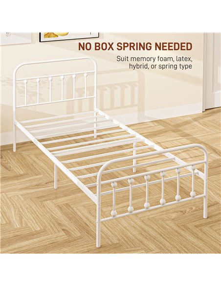 HOMCOM Single Minimalistic Metal Bed Frame - White 831-791V00WT - pic 108688 | FastDaddyshop