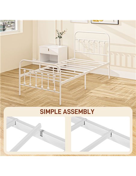 HOMCOM Single Minimalistic Metal Bed Frame - White 831-791V00WT - pic 108689 | FastDaddyshop