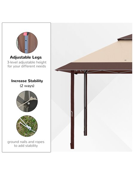 Outsunny 4 x 4m Pop-up Gazebo Double Roof Canopy Tent with UV Proof, Roller Bag & Adjustable Legs Outdoor Party, Steel Frame, Co - pic 10869 | FastDaddyshop
