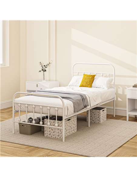 HOMCOM Single Minimalistic Metal Bed Frame - White 831-791V00WT - pic 108691 | FastDaddyshop