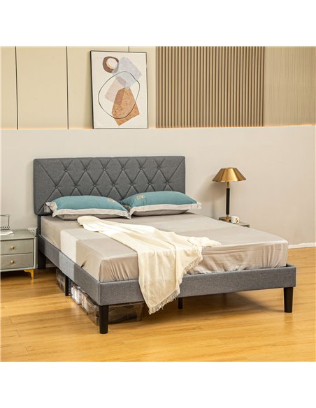 HOMCOM King Size Padded Fabric Headboard Bed Frame - Grey 831-912V71GY - pic 108693 | FastDaddyshop