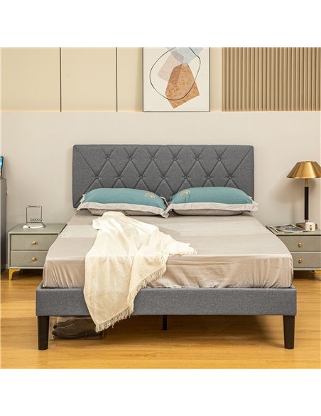 HOMCOM King Size Padded Fabric Headboard Bed Frame - Grey 831-912V71GY - pic 108699 | FastDaddyshop
