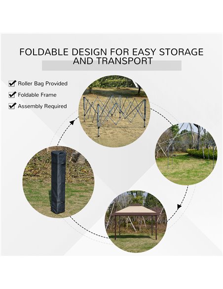 Outsunny 4 x 4m Pop-up Gazebo Double Roof Canopy Tent with UV Proof, Roller Bag & Adjustable Legs Outdoor Party, Steel Frame, Co - pic 10870 | FastDaddyshop