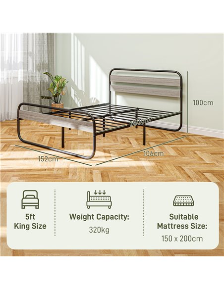 HOMCOM King Size Steel Industrial Bed Frame - Black 831-827V03GY - pic 108712 | FastDaddyshop