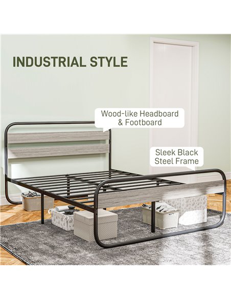 HOMCOM King Size Steel Industrial Bed Frame - Black 831-827V03GY - pic 108713 | FastDaddyshop