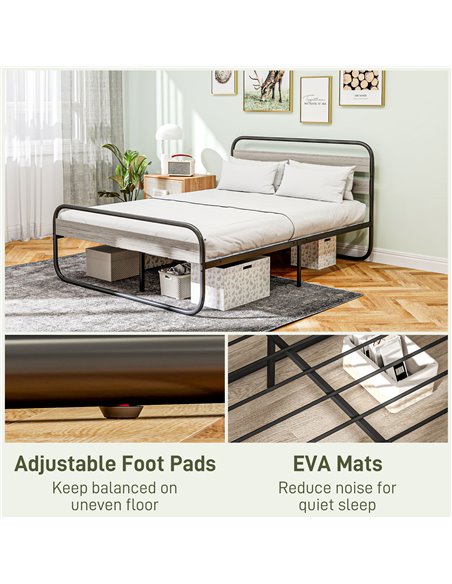 HOMCOM King Size Steel Industrial Bed Frame - Black 831-827V03GY - pic 108715 | FastDaddyshop