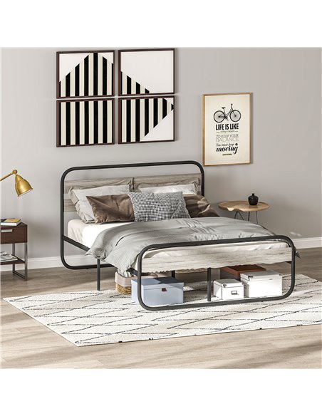 HOMCOM King Size Steel Industrial Bed Frame - Black 831-827V03GY - pic 108717 | FastDaddyshop