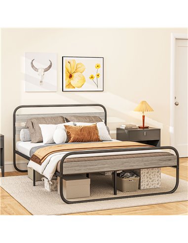 HOMCOM King Size Steel Industrial Bed Frame - Black 831-827V03GY