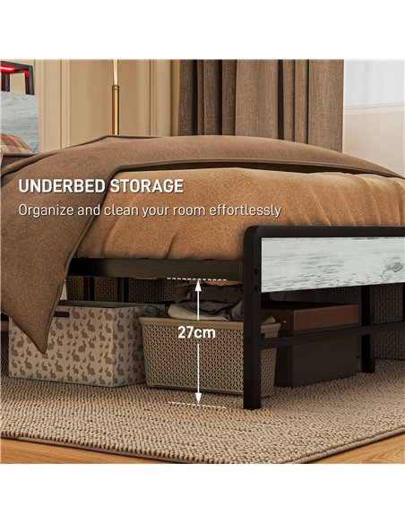 HOMCOM King Steel Bed Frame, with LED Lights and Headboard Shelf - Grey 831-813V72GY - pic 108734 | FastDaddyshop