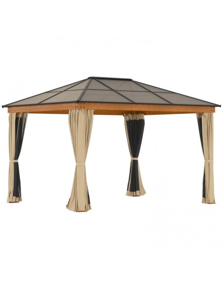 Outsunny 3x3.6 m Hardtop Gazebo Canopy with Polycarbonate Roof, Aluminium and Steel Frame, Nettings and Sidewalls, Khaki - pic 10874 | FastDaddyshop