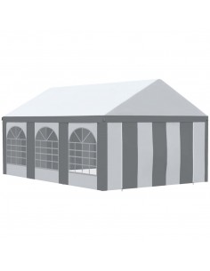 Outsunny 6x4m Marquee Gazebo with Sides, Six Windows and Double Doors, White and Grey