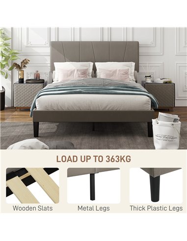 HOMCOM King Velvet-Feel Headboard Bed Frame - Grey 831-911V72GY