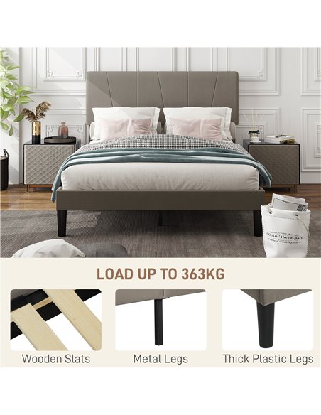 HOMCOM King Velvet-Feel Headboard Bed Frame - Grey 831-911V72GY - pic 108751 | FastDaddyshop