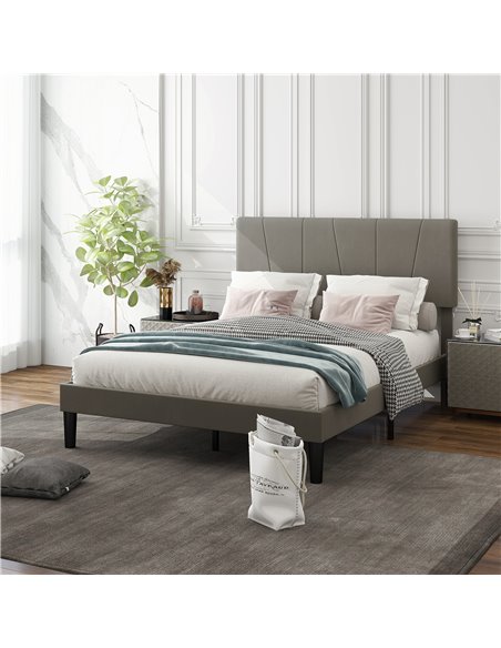 HOMCOM King Velvet-Feel Headboard Bed Frame - Grey 831-911V72GY - pic 108754 | FastDaddyshop