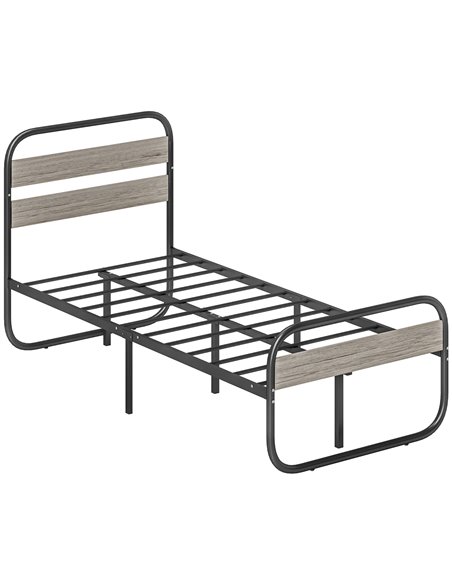 HOMCOM 3ft Single Bed Frame, Industrial Style Metal Platform Bed Frame with Under Bed Storage, No Box Spring Needed, Easy Assemb - pic 108755 | FastDaddyshop