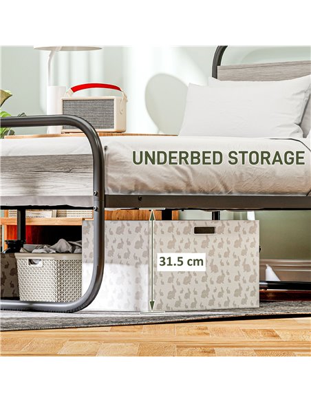 HOMCOM 3ft Single Bed Frame, Industrial Style Metal Platform Bed Frame with Under Bed Storage, No Box Spring Needed, Easy Assemb - pic 108759 | FastDaddyshop