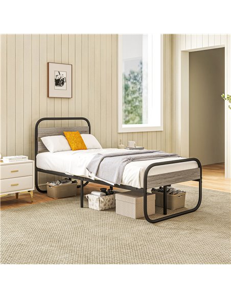 HOMCOM 3ft Single Bed Frame, Industrial Style Metal Platform Bed Frame with Under Bed Storage, No Box Spring Needed, Easy Assemb - pic 108762 | FastDaddyshop