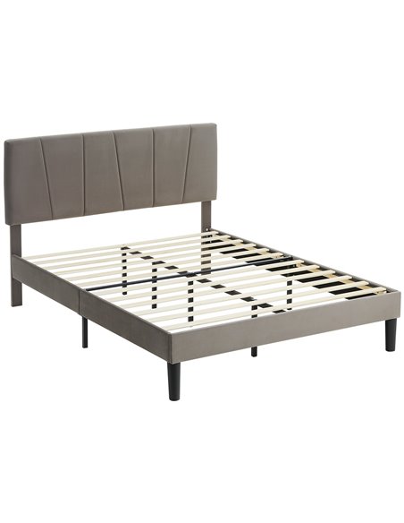 HOMCOM Double Velvet-Feel Headboard Bed Frame - Grey 831-911V70GY - pic 108764 | FastDaddyshop