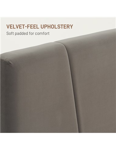 HOMCOM Double Velvet-Feel Headboard Bed Frame - Grey 831-911V70GY
