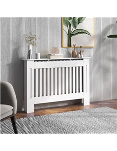 HOMCOM Slatted Radiator Cover Painted Cabinet MDF Lined Grill in White (112L x 19W x 81H cm) 820-029 2