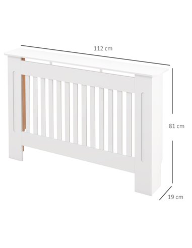 HOMCOM Slatted Radiator Cover Painted Cabinet MDF Lined Grill in White (112L x 19W x 81H cm) 820-029