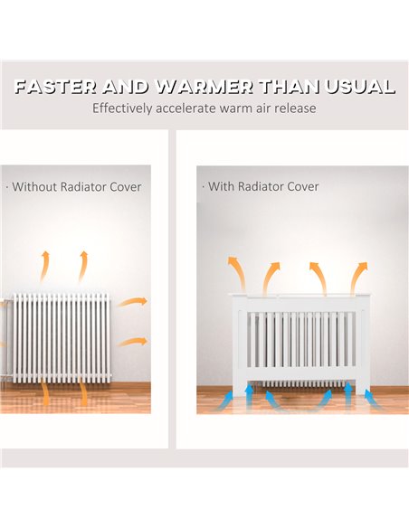 HOMCOM Slatted Radiator Cover Painted Cabinet MDF Lined Grill in White (112L x 19W x 81H cm) 820-029 - pic 108785 | FastDaddyshop