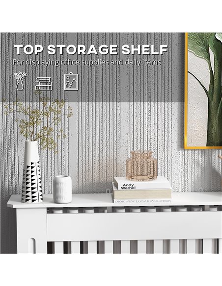 HOMCOM Slatted Radiator Cover Painted Cabinet MDF Lined Grill in White (112L x 19W x 81H cm) 820-029 - pic 108786 | FastDaddyshop