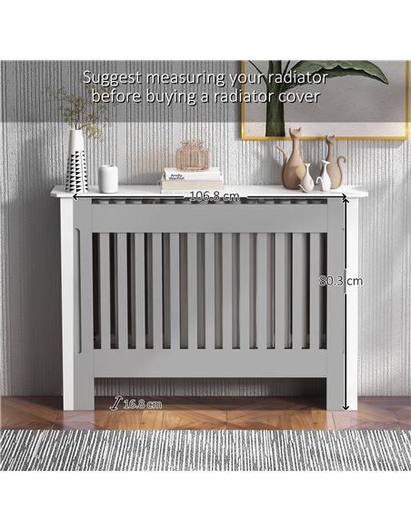 HOMCOM Slatted Radiator Cover Painted Cabinet MDF Lined Grill in White (112L x 19W x 81H cm) 820-029 - pic 108788 | FastDaddyshop
