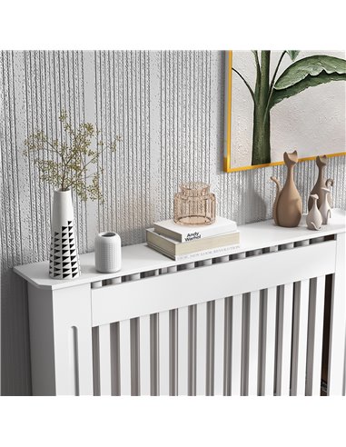HOMCOM Slatted Radiator Cover Painted Cabinet MDF Lined Grill in White (112L x 19W x 81H cm) 820-029