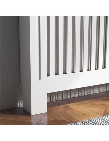 HOMCOM Slatted Radiator Cover Painted Cabinet MDF Lined Grill in White (112L x 19W x 81H cm) 820-029