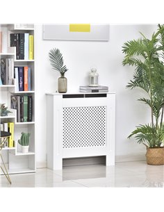 HOMCOM Wooden Radiator Cover Heating Cabinet Modern Home Furniture Grill Style  White Painted (Small) 820-061 2