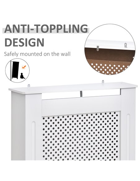 HOMCOM Wooden Radiator Cover Heating Cabinet Modern Home Furniture Grill Style  White Painted (Small) 820-061 - pic 108796 | FastDaddyshop