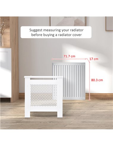 HOMCOM Wooden Radiator Cover Heating Cabinet Modern Home Furniture Grill Style  White Painted (Small) 820-061