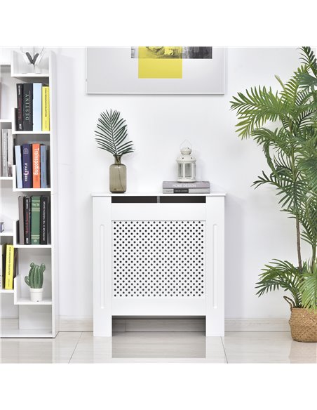 HOMCOM Wooden Radiator Cover Heating Cabinet Modern Home Furniture Grill Style  White Painted (Small) 820-061 - pic 108799 | FastDaddyshop