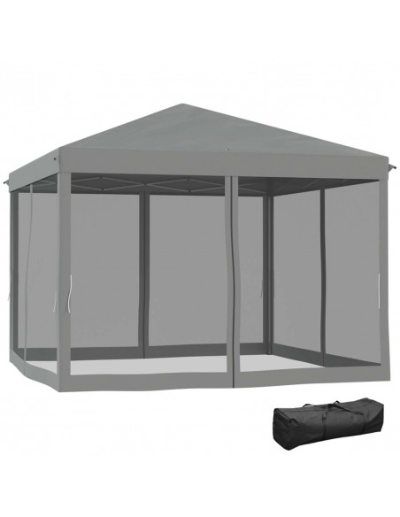 Outsunny 3 x 3 m Pop Up Gazebo, Garden Tent with Removable Mesh Sidewall Netting, Carry Bag, Light Grey - pic 10881 | FastDaddyshop
