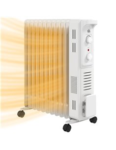 HOMCOM 2.5kW 11 Fin Oil-Filled Radiator - White 820-413V72WT
