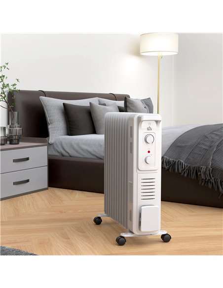 HOMCOM 2.5kW 11 Fin Oil-Filled Radiator - White 820-413V72WT - pic 108843 | FastDaddyshop