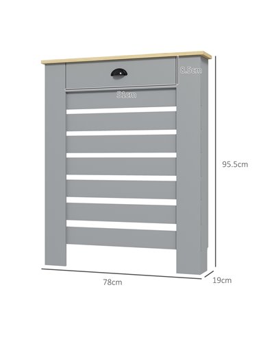 HOMCOM 95.5H x 78Wcm Radiator Cover, with Drawer - Grey 820-398V00GY