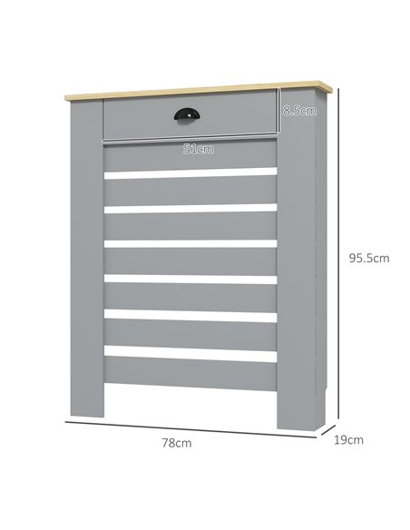 HOMCOM 95.5H x 78Wcm Radiator Cover, with Drawer - Grey 820-398V00GY - pic 108847 | FastDaddyshop