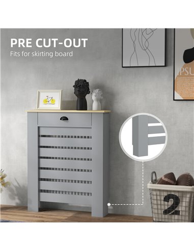 HOMCOM 95.5H x 78Wcm Radiator Cover, with Drawer - Grey 820-398V00GY