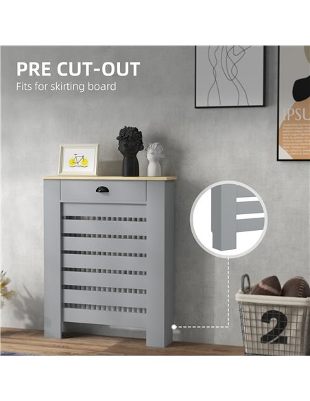 HOMCOM 95.5H x 78Wcm Radiator Cover, with Drawer - Grey 820-398V00GY - pic 108848 | FastDaddyshop