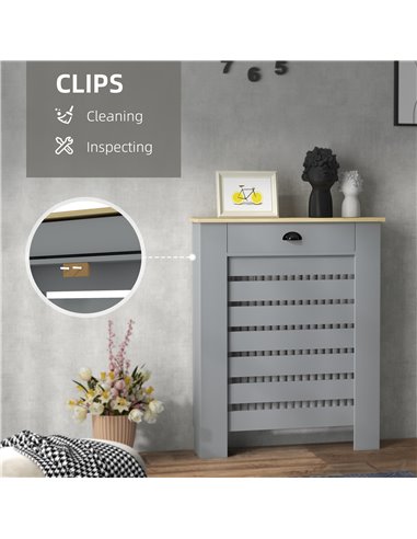 HOMCOM 95.5H x 78Wcm Radiator Cover, with Drawer - Grey 820-398V00GY