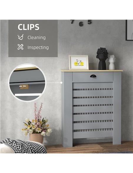 HOMCOM 95.5H x 78Wcm Radiator Cover, with Drawer - Grey 820-398V00GY - pic 108849 | FastDaddyshop