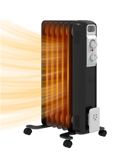 HOMCOM 1.5kW Nine Fin Oil-Filled Radiator - Black 820-439V70BK - pic 108854 | FastDaddyshop