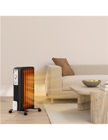 HOMCOM 1.5kW Nine Fin Oil-Filled Radiator - Black 820-439V70BK