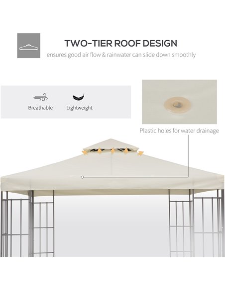 Outsunny 3 x 3(m) Gazebo Canopy Roof Top Replacement Cover Spare Part Cream White (TOP ONLY) - pic 10886 | FastDaddyshop
