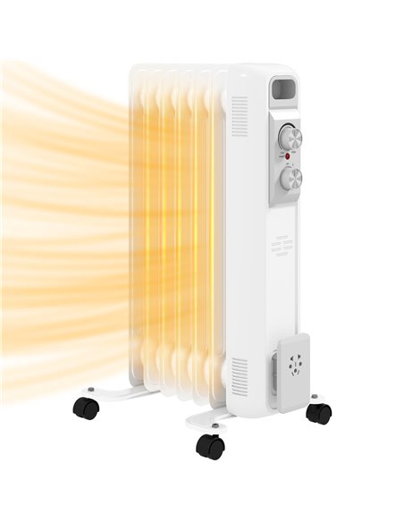 HOMCOM 1.5kW Nine Fin Oil-Filled Radiator - White 820-439V70WT - pic 108863 | FastDaddyshop