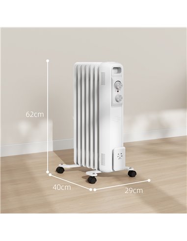 HOMCOM 1.5kW Nine Fin Oil-Filled Radiator - White 820-439V70WT